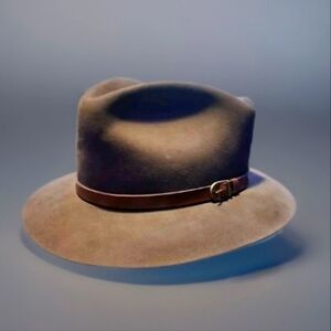 LL Bean Stetson Moose River Size 7 1/2" Brown Belted Hat